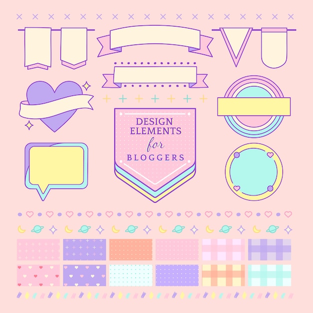 Cute and girly design elements for bloggers vector