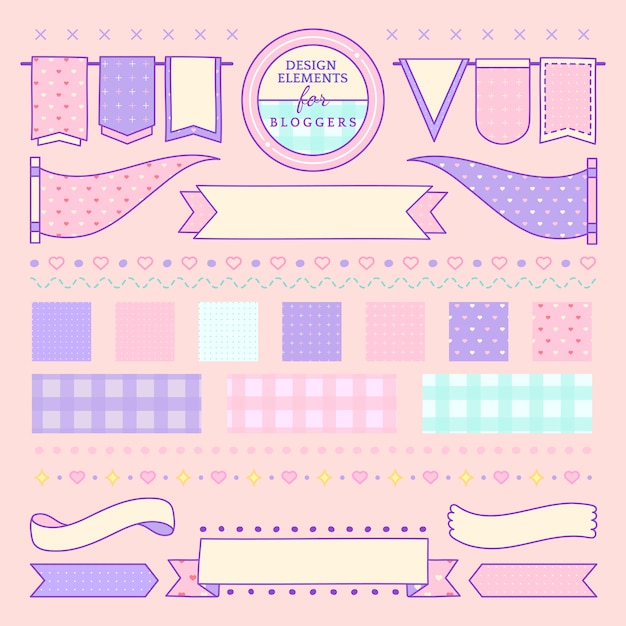 Cute and girly design elements for bloggers vector