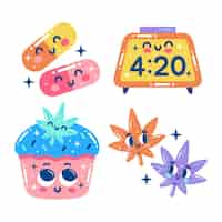 Free vector cute and glitzy weed stickers