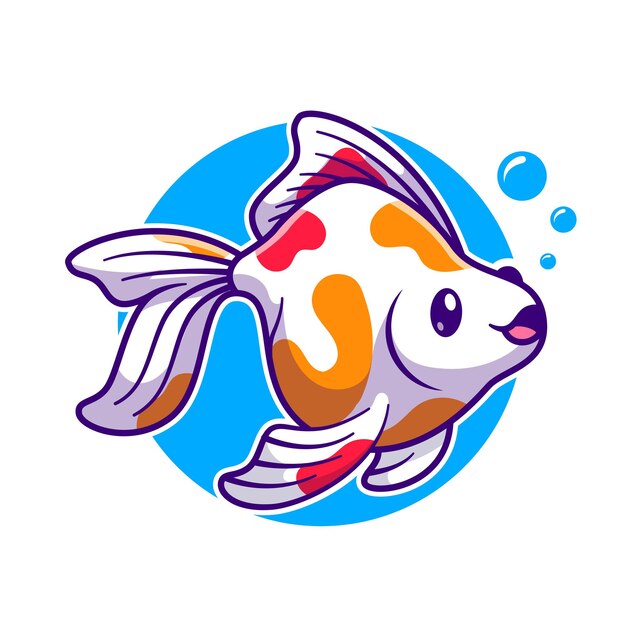 Cute Goldfish Swimming Cartoon Vector Icon Illustration Animal Nature Icon Concept Isolated Flat