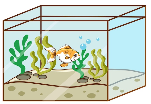 Free vector cute goldfish swimming in the tank