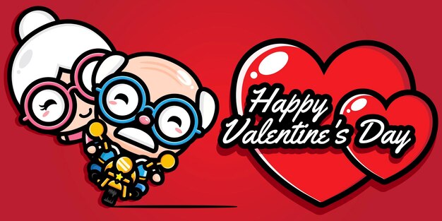 Download Premium Vector Cute Grandpa And Cute Grandma With Happy Valentine S Day Greetings