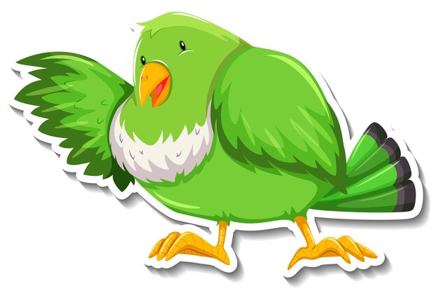 Cute green bird animal cartoon sticker