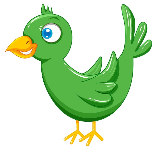 Милая зеленая птица в мультяшном стиле