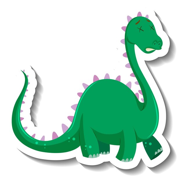 귀여운 녹색 공룡 만화 캐릭터 스티커