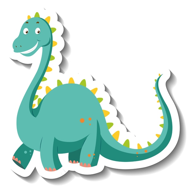 Free vector cute green dinosaur cartoon character sticker