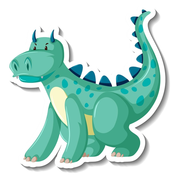 Free vector cute green dragon cartoon character sticker