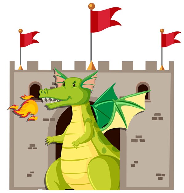 Vettore gratuito simpatico personaggio dei cartoni animati del drago verde