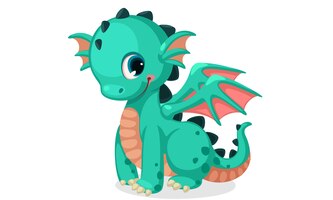 Free vector cute green dragon cartoon vector