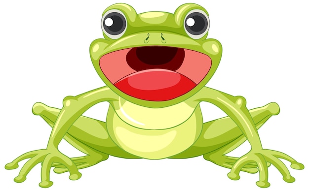 Cute green frog cartoon character