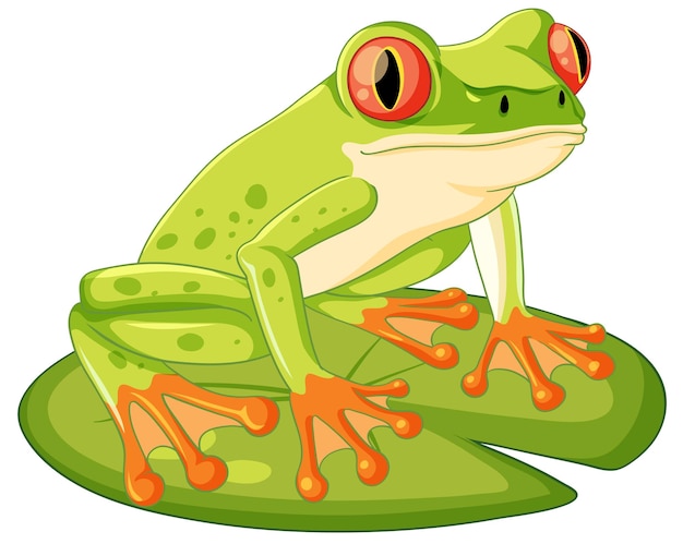 Free vector cute green frog on lily pad