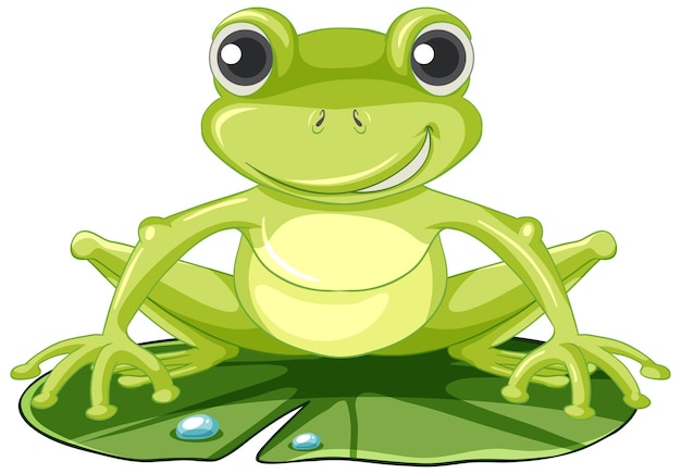 Free vector cute green frog on lotus leaf