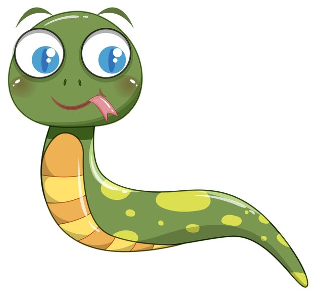 Cute green snake in cartoon style