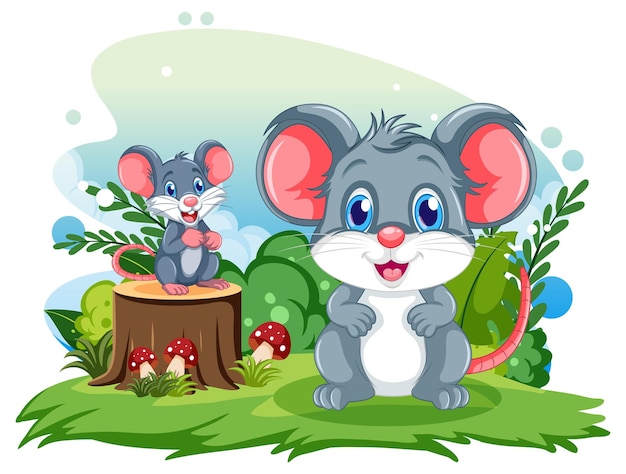 Free vector cute grey mouse cartoon character