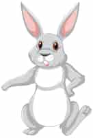 Бесплатное векторное изображение Симпатичный серый кролик мультипликационный персонаж