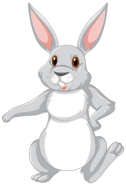 Симпатичный серый кролик мультипликационный персонаж