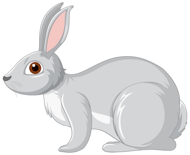 Free vector cute grey rabbit cartoon character
