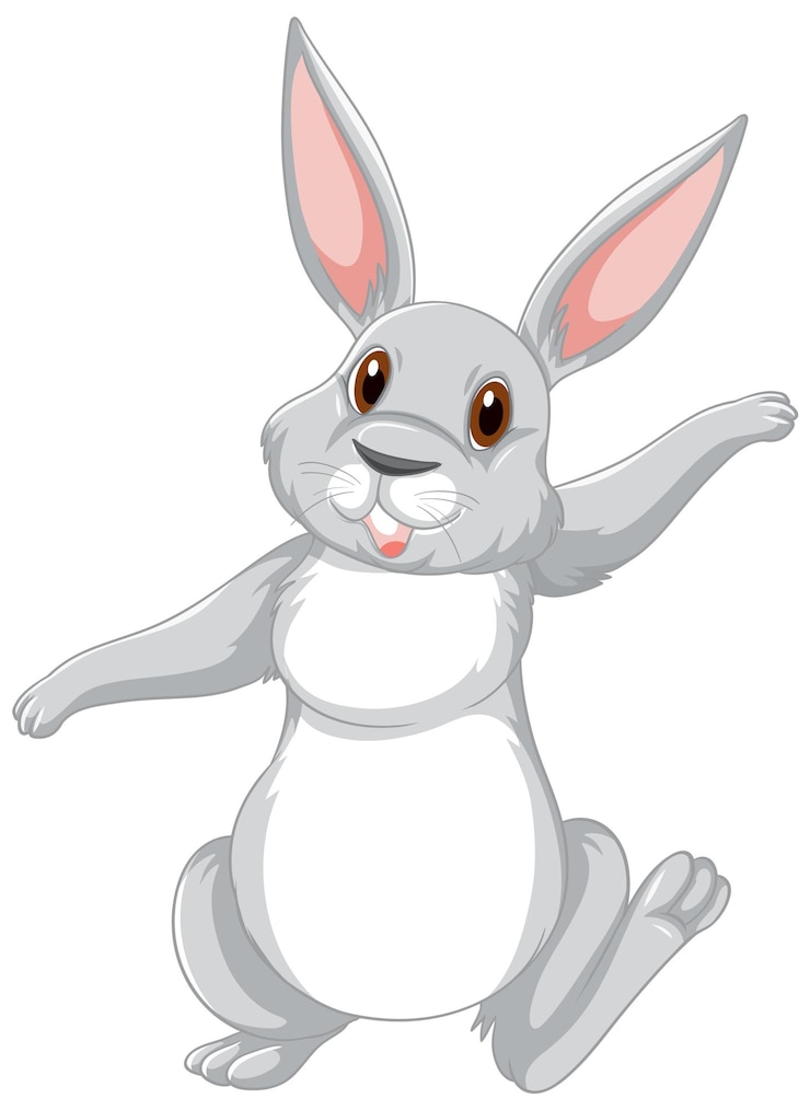 Free Vector cute grey rabbit cartoon character