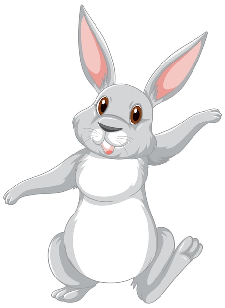 Симпатичный серый кролик мультипликационный персонаж