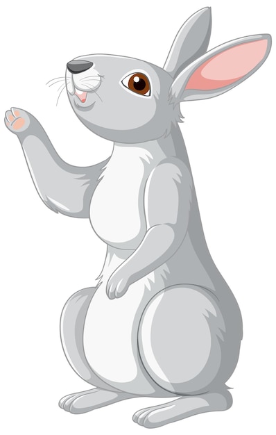 Free vector cute grey rabbit cartoon character