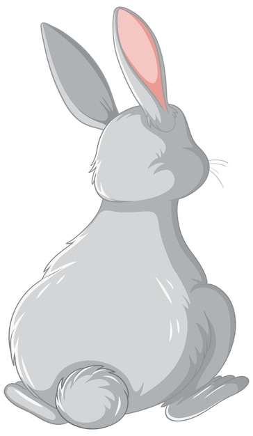 Cute grey rabbit cartoon character