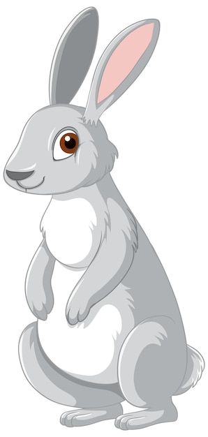 かわいい灰色のウサギの漫画のキャラクター
