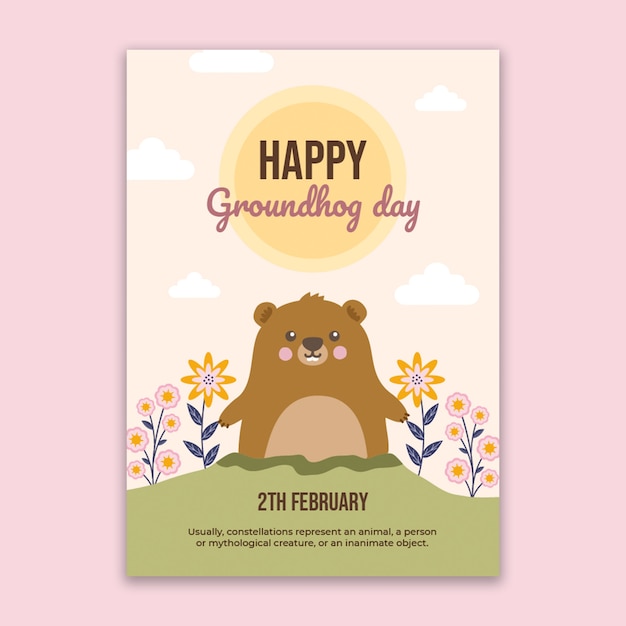 Free vector cute groundhog day poster