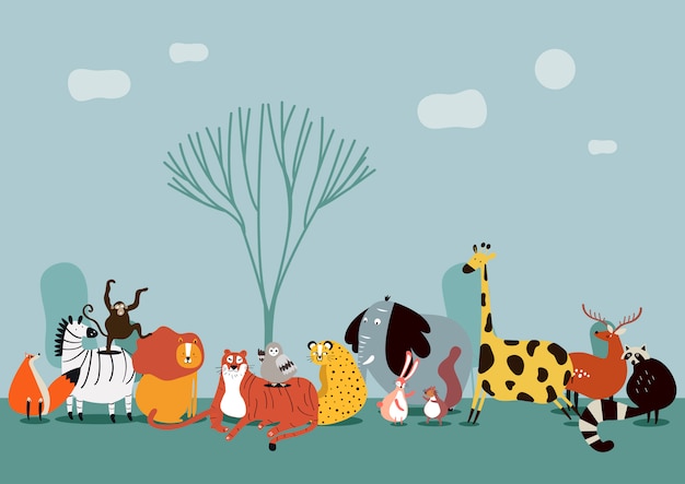 Cute Group of Wild Animals | Vector Templates