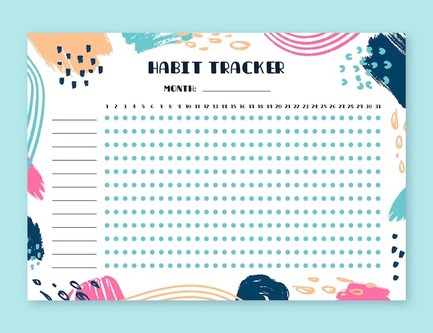 Free vector cute habit tracker template