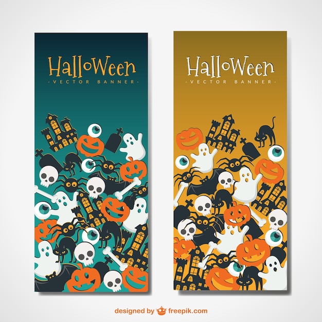 Free vector cute halloween banners