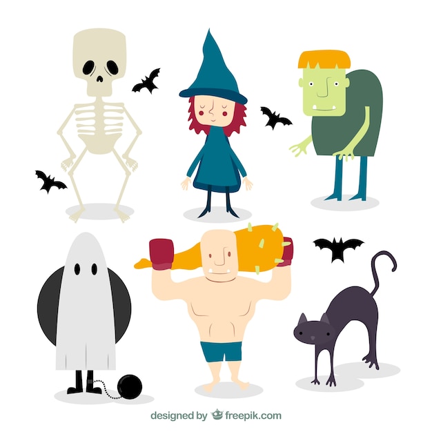Бесплатное векторное изображение Симпатичные персонажи хэллоуин