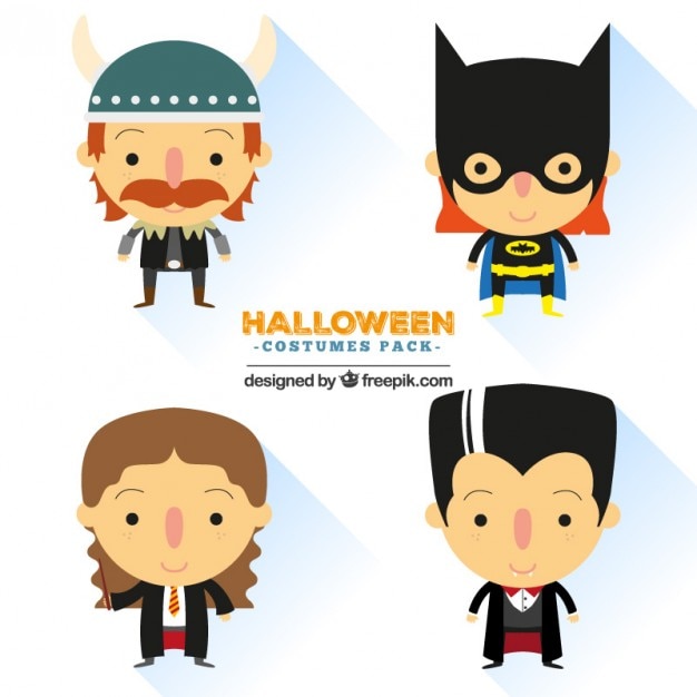 Free vector cute halloween costumes