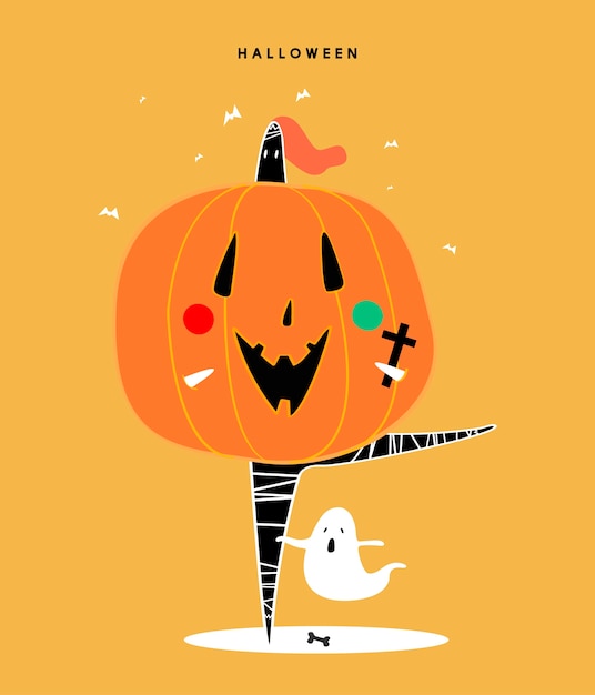 Vettore gratuito illustrazione di concetto di giorno di halloween carino