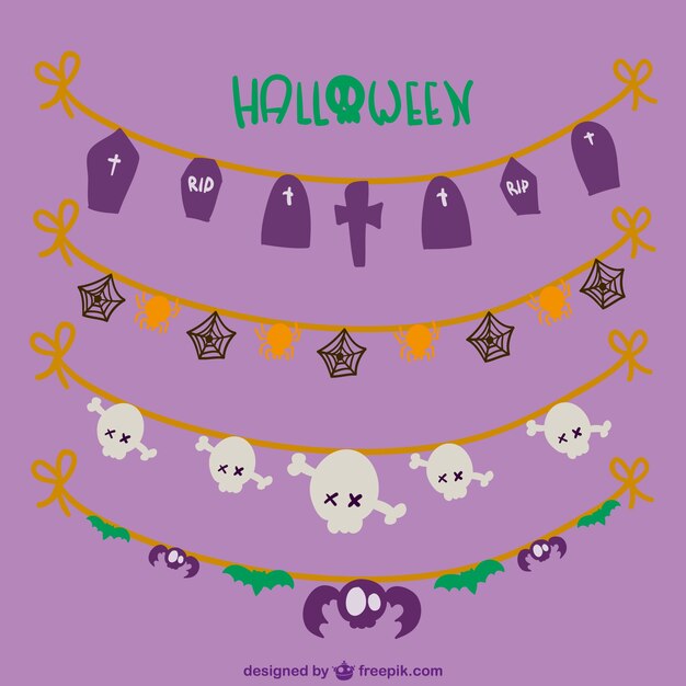 Free vector cute halloween garlands