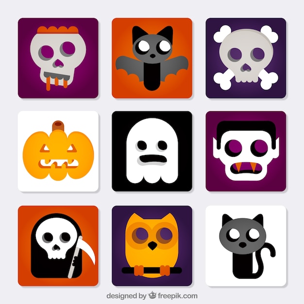 Free vector cute halloween icons