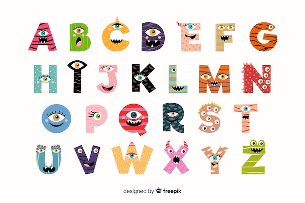 Cute halloween monster alphabet