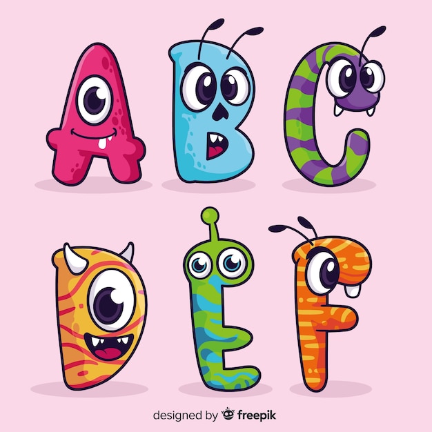 Cute halloween monster alphabet