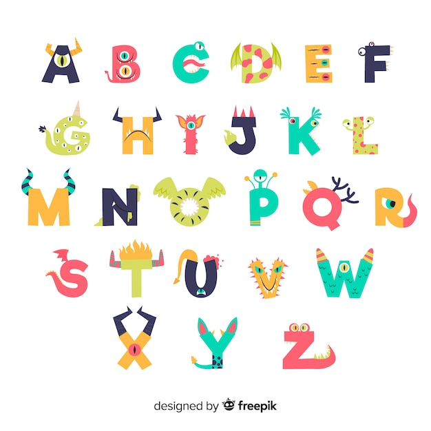 Cute halloween monster alphabet