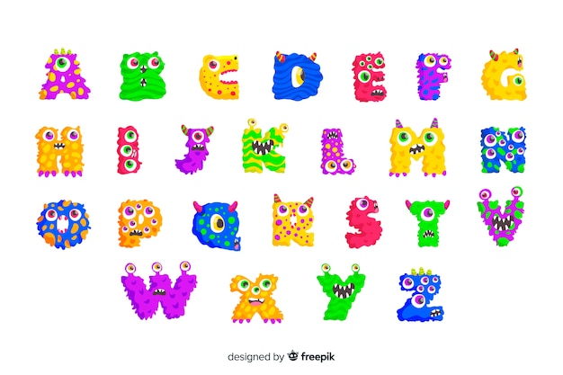 Free vector cute halloween monster alphabet