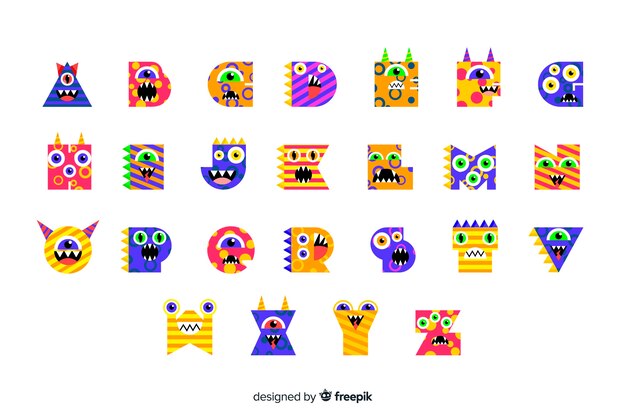 Cute halloween monster alphabet