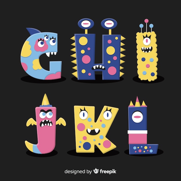 Cute halloween monster alphabet