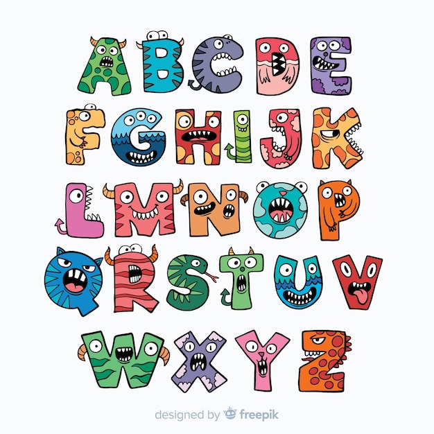 Cute halloween monster alphabet