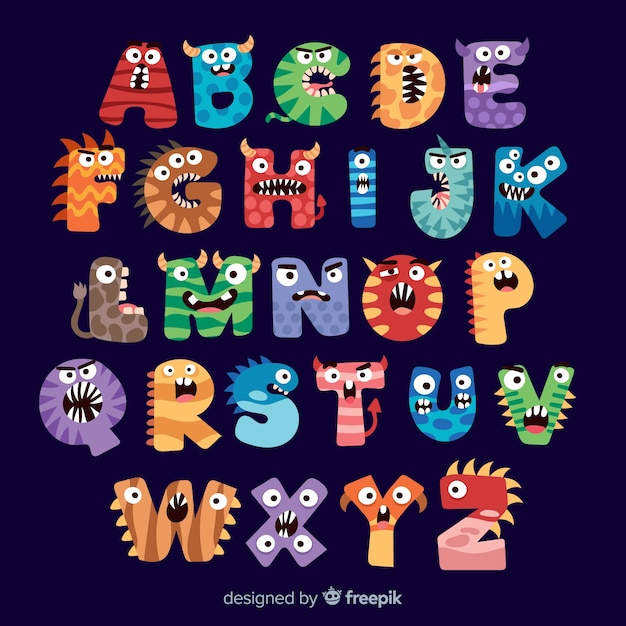 Cute halloween monster alphabet