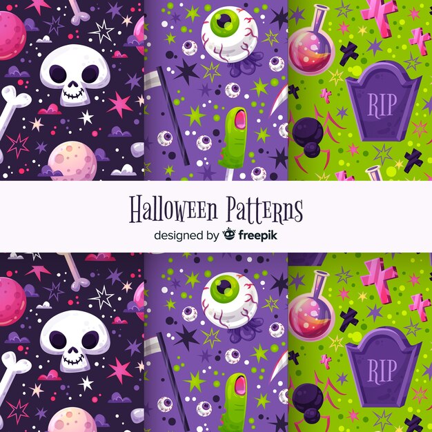 Cute halloween pattern set