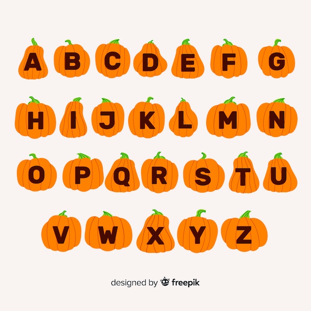 Cute halloween pumpkin alphabet