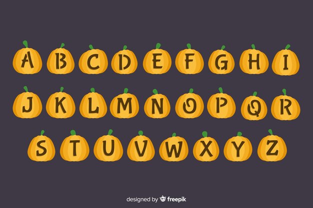 Cute halloween pumpkin alphabet