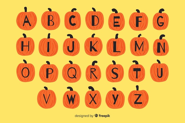 Cute halloween pumpkin alphabet