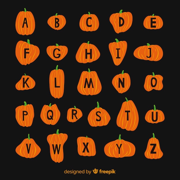 Cute halloween pumpkin alphabet
