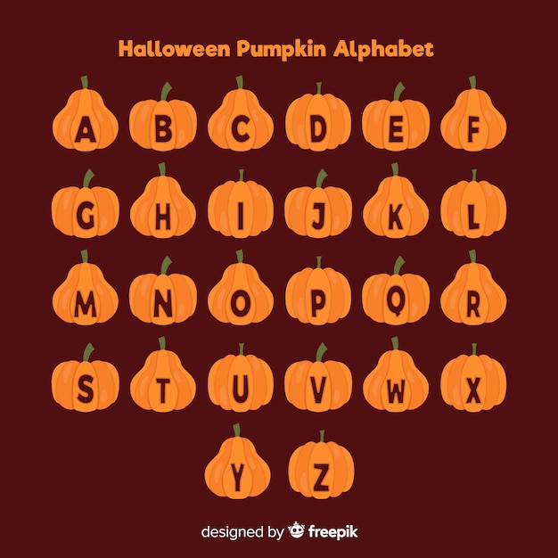 Cute halloween pumpkin alphabet