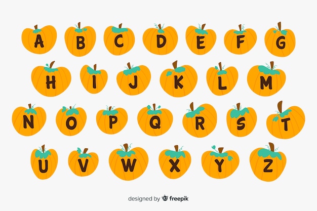 Free vector cute halloween pumpkin alphabet